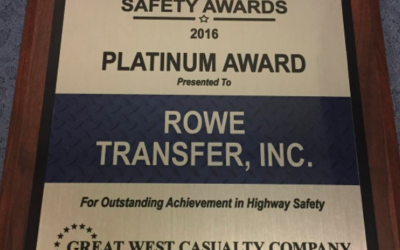 Rowe Transfer Receives Platinum Safety Award for Second Year in a Row