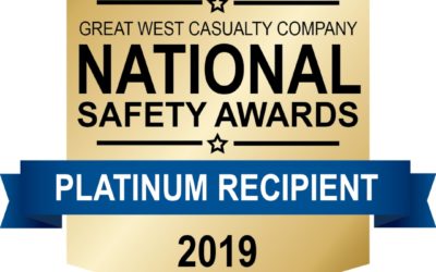 Rowe Transfer Awarded Platinum Award by Great West Casualty Company during 2019 National Safety Awards Program